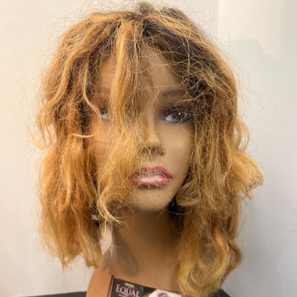 Honey brown Blond Highlight HUMAN HAIR CURLY Wig. pre cut lace front - Picture 6 of 9